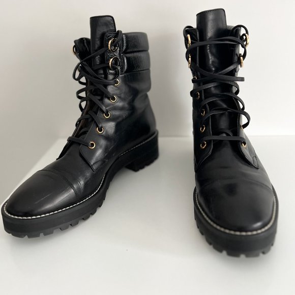 Stuart Weitzman 'Lexy' Leather Combat Boots - Picture 3 of 9